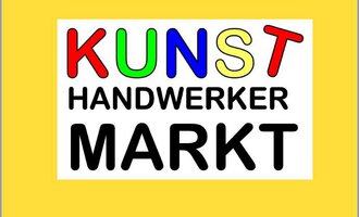 Einfarbiger Hintergrund mit buntem Text. Die Wörter „KUNST HANDWERKER MARKT“ heben ein Kunsthandwerkereignis hervor. | © Jogi Hoevel