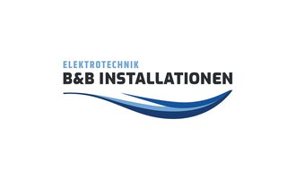 A logo for the company B&B Installationen, which specializes in electrical engineering. It combines modern fonts with a stylized wave shape in blue. | © B&B Installationen Frank Berwanger Logo