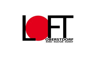 A modern logo for LOFT in Oberstdorf. It represents cinema, culture, and art with a striking red circle and clear lettering. | © Loft Kino Oberstdorf Logo