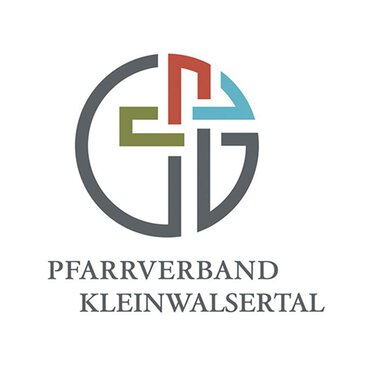 A modern logo of the parish association Kleinwalsertal. It features various geometric shapes in different colors. | © Pfarrverband Kleinwalsertal Logo